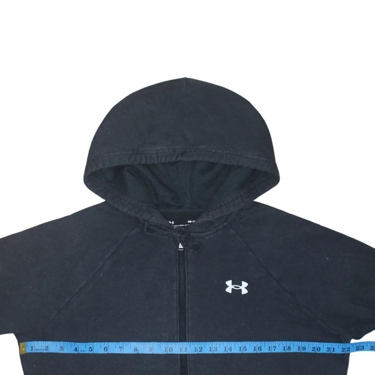 Under Armour 90's Drawstring Pockets Full Zip Up Hoodie Small Black sold by Vintage Club product image thumbnail 5