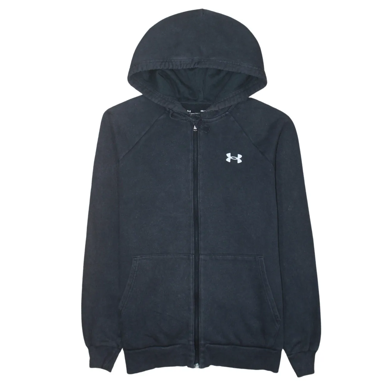 Under Armour 90's Drawstring Pockets Full Zip Up Hoodie Small Black sold by Vintage Club