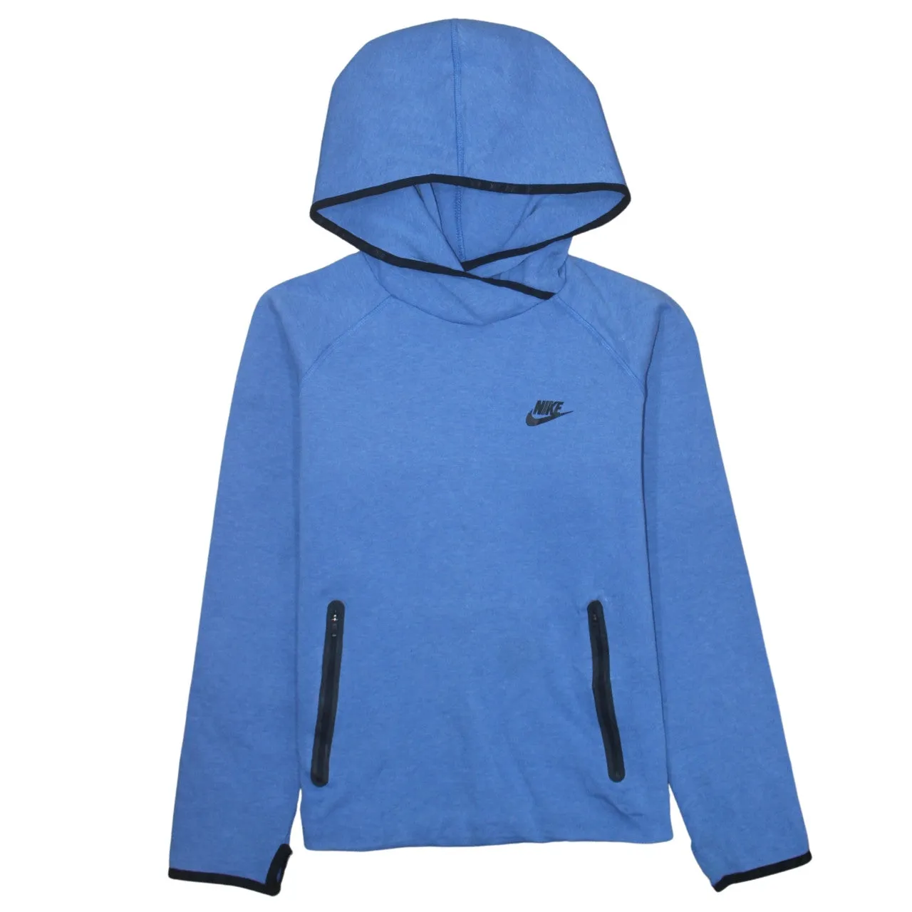 Nike Blue Hoodie Men's Large Embroidered Swoosh Zip Pockets Pullover Sweatshirt sold by Vintage Club