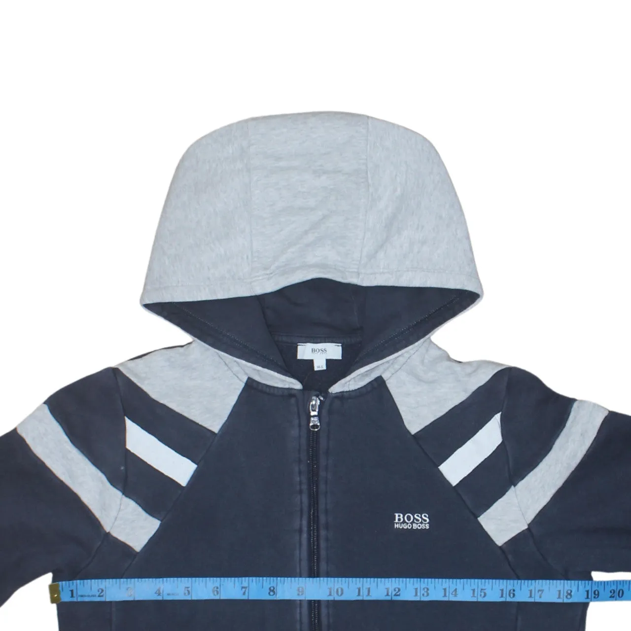 Hugo Boss Navy Grey Hoodie Women’s Small Full Zip Embroidered Logo Stripe Sleeves Sweatshirt sold by Vintage Club product image thumbnail 5