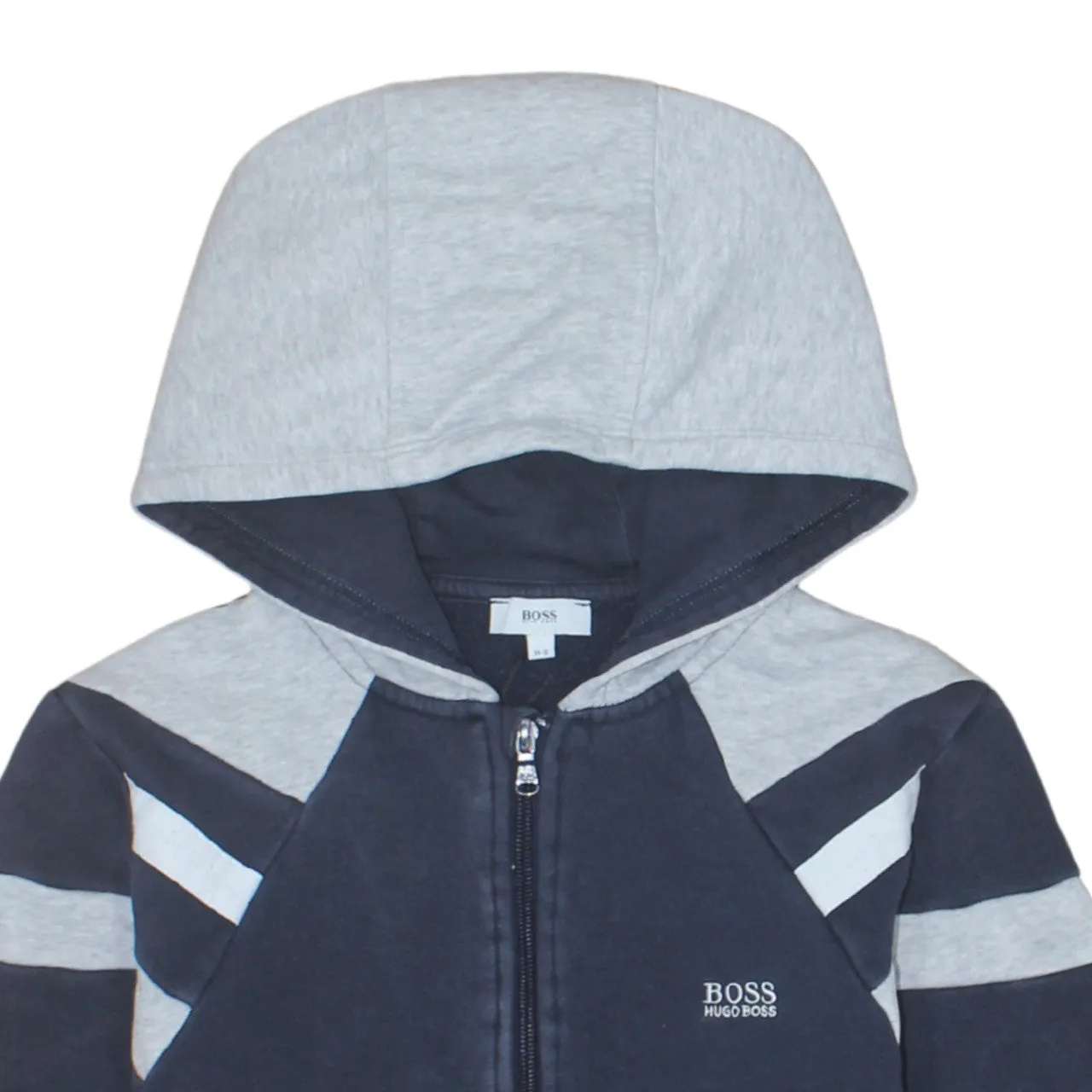 Hugo Boss Navy Grey Hoodie Women’s Small Full Zip Embroidered Logo Stripe Sleeves Sweatshirt sold by Vintage Club product image thumbnail 3