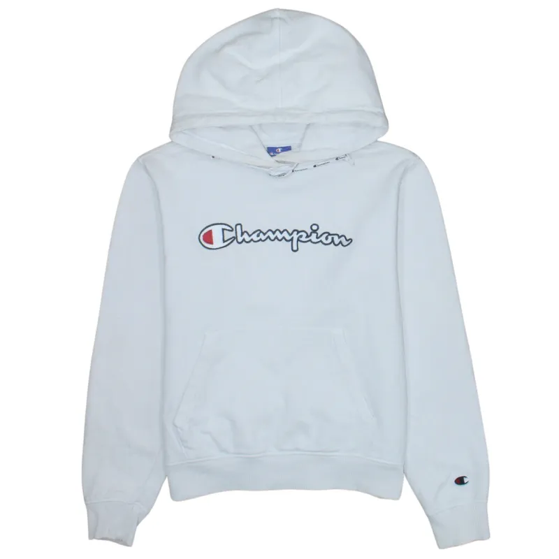 Champion 90's Spellout Pullover Hoodie Small White sold by Vintage Club