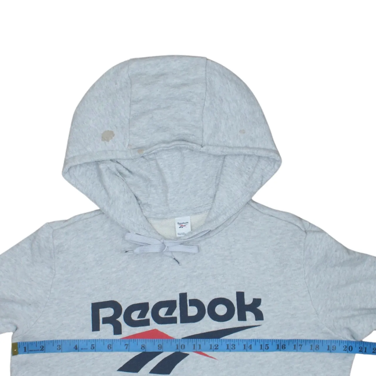 Reebok Grey Hoodie Men's Small Printed Logo Front Pocket Pullover Sweatshirt sold by Vintage Club product image thumbnail 5