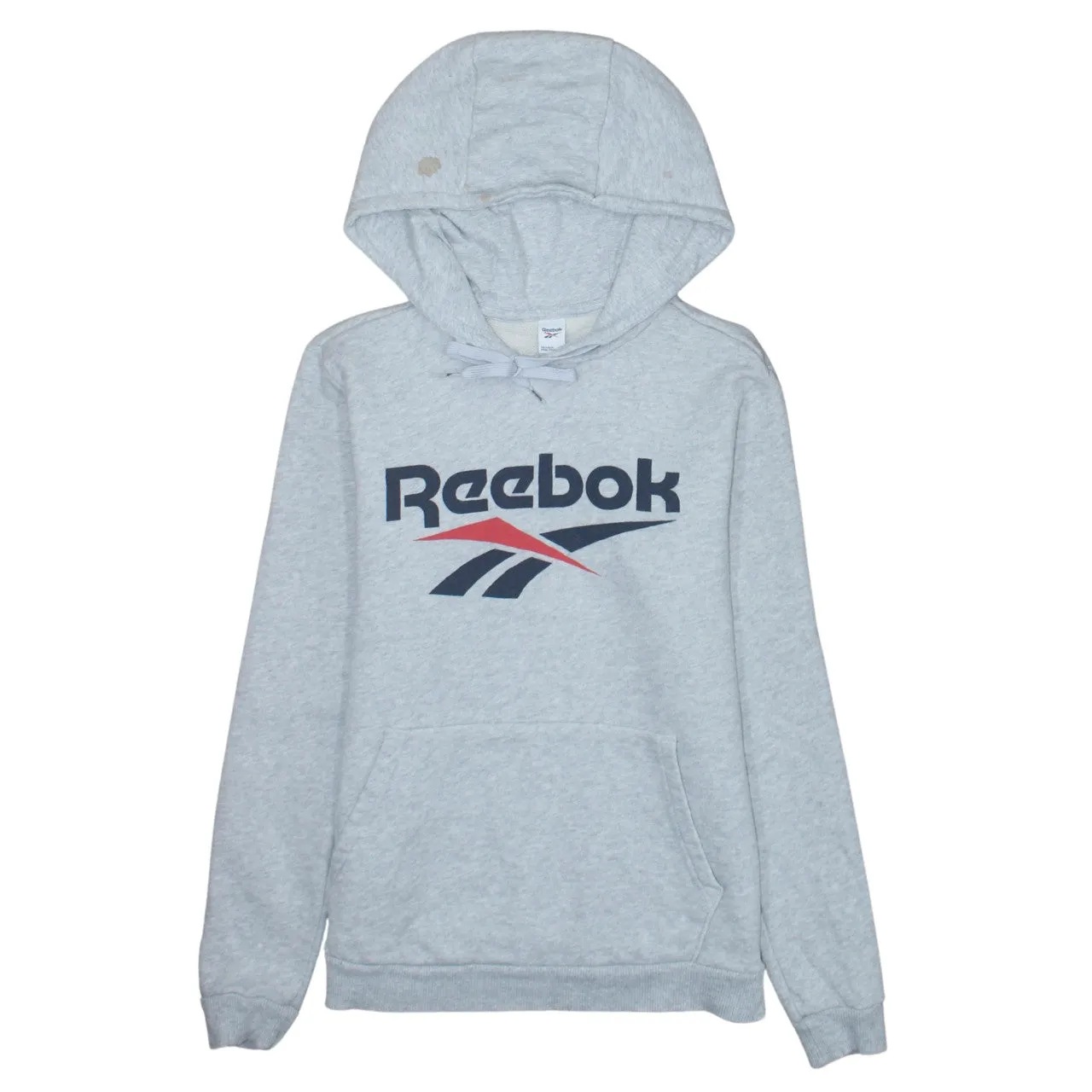 Reebok Grey Hoodie Men's Small Printed Logo Front Pocket Pullover Sweatshirt sold by Vintage Club