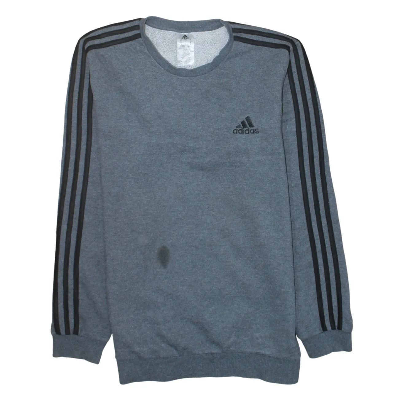 Adidas Dark Grey Sweatshirt Women's Large Three Stripe Sleeves Embroidered Logo Pullover Top sold by Vintage Club