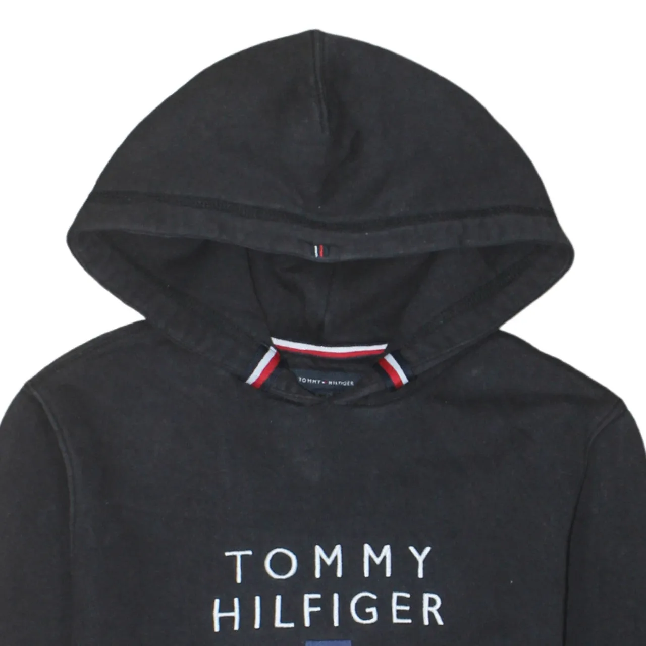 Tommy Hilfiger 90's Spellout Pullover Hoodie Small Black sold by Vintage Club product image thumbnail 3