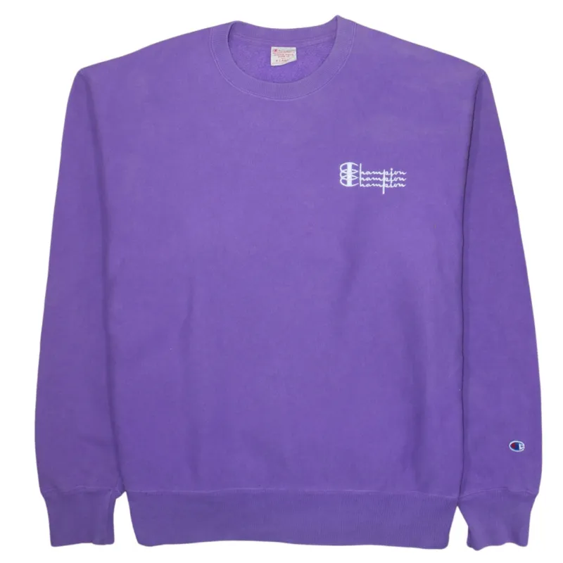 Champion Purple Reverse Weave Sweatshirt Men’s XLarge Embroidered Chest Logo Crewneck Pullover made by Champion