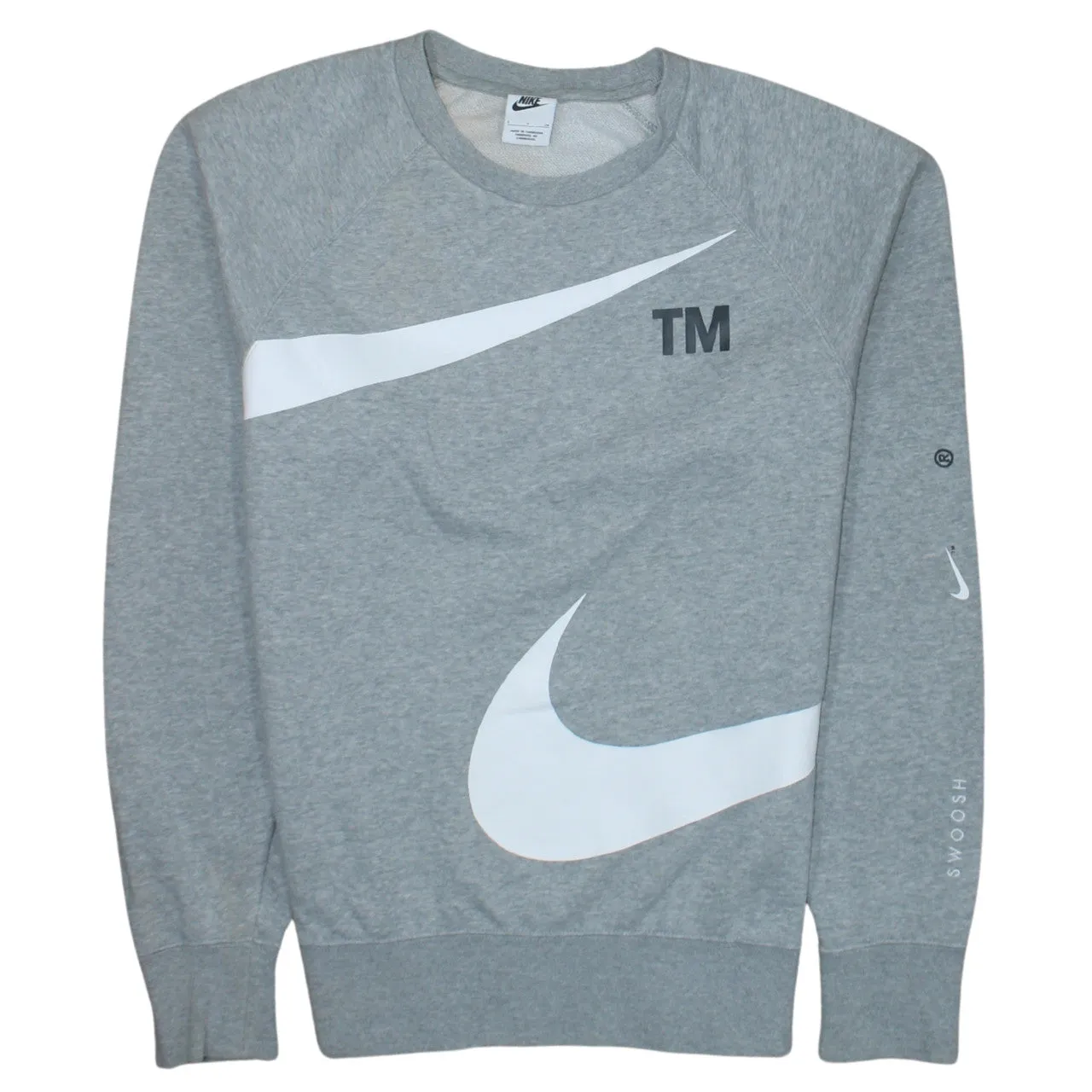 Nike 90's Swoosh Crew Neck Sweatshirt Small Grey sold by Vintage Club