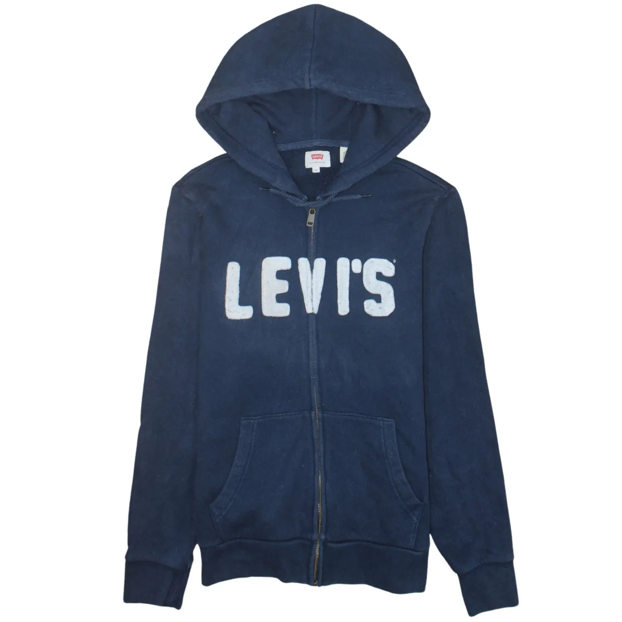 Levi's 90's Spellout Full Zip Up Hoodie Small Navy Blue sold by Vintage Club