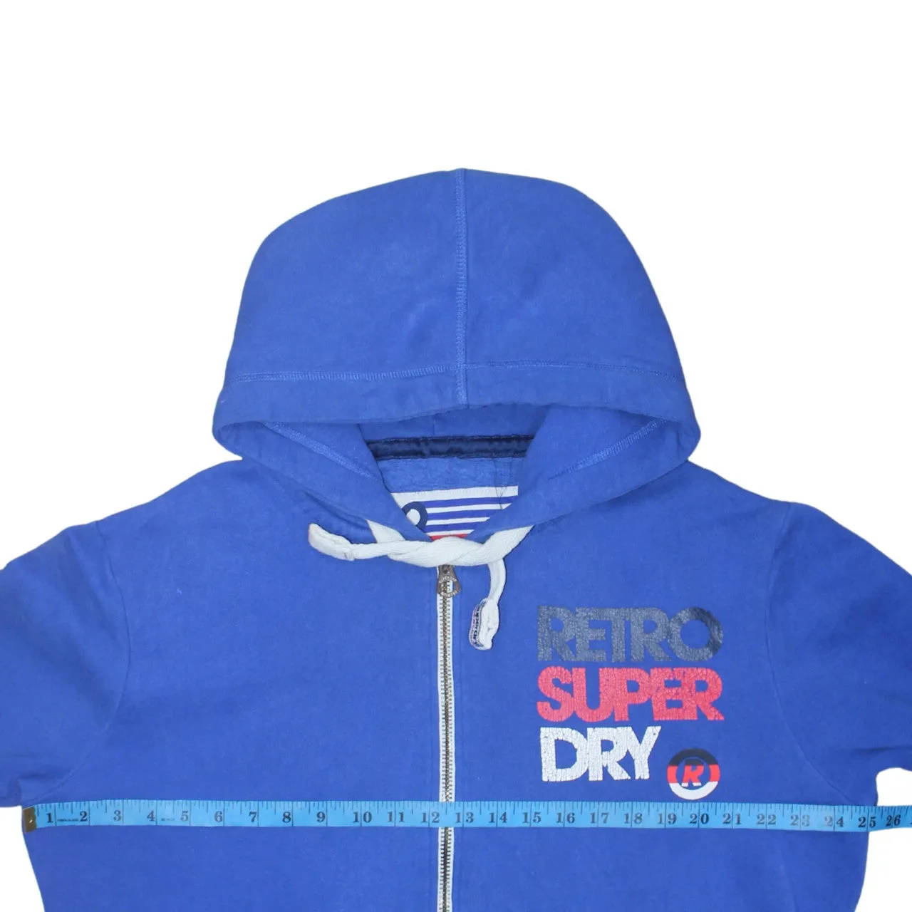Super Dry 90's Drawstring Pockets Full Zip Up Hoodie Large Blue sold by Vintage Club product image thumbnail 5