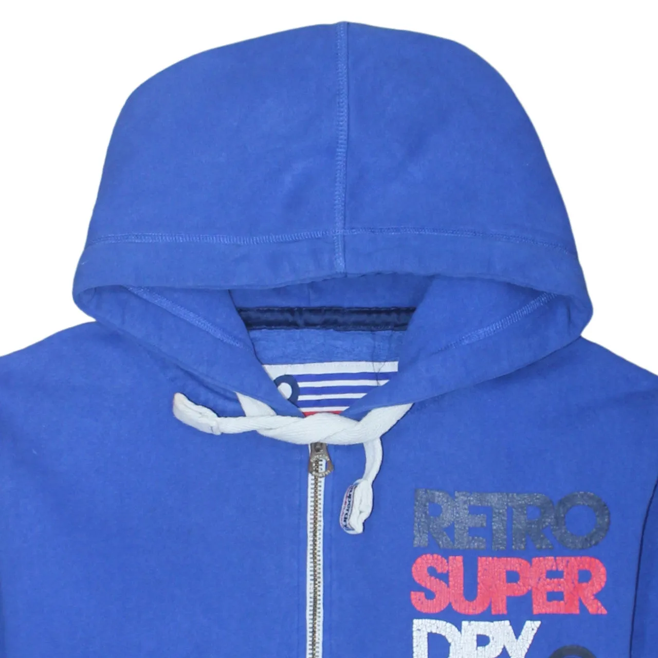 Super Dry 90's Drawstring Pockets Full Zip Up Hoodie Large Blue sold by Vintage Club product image thumbnail 3