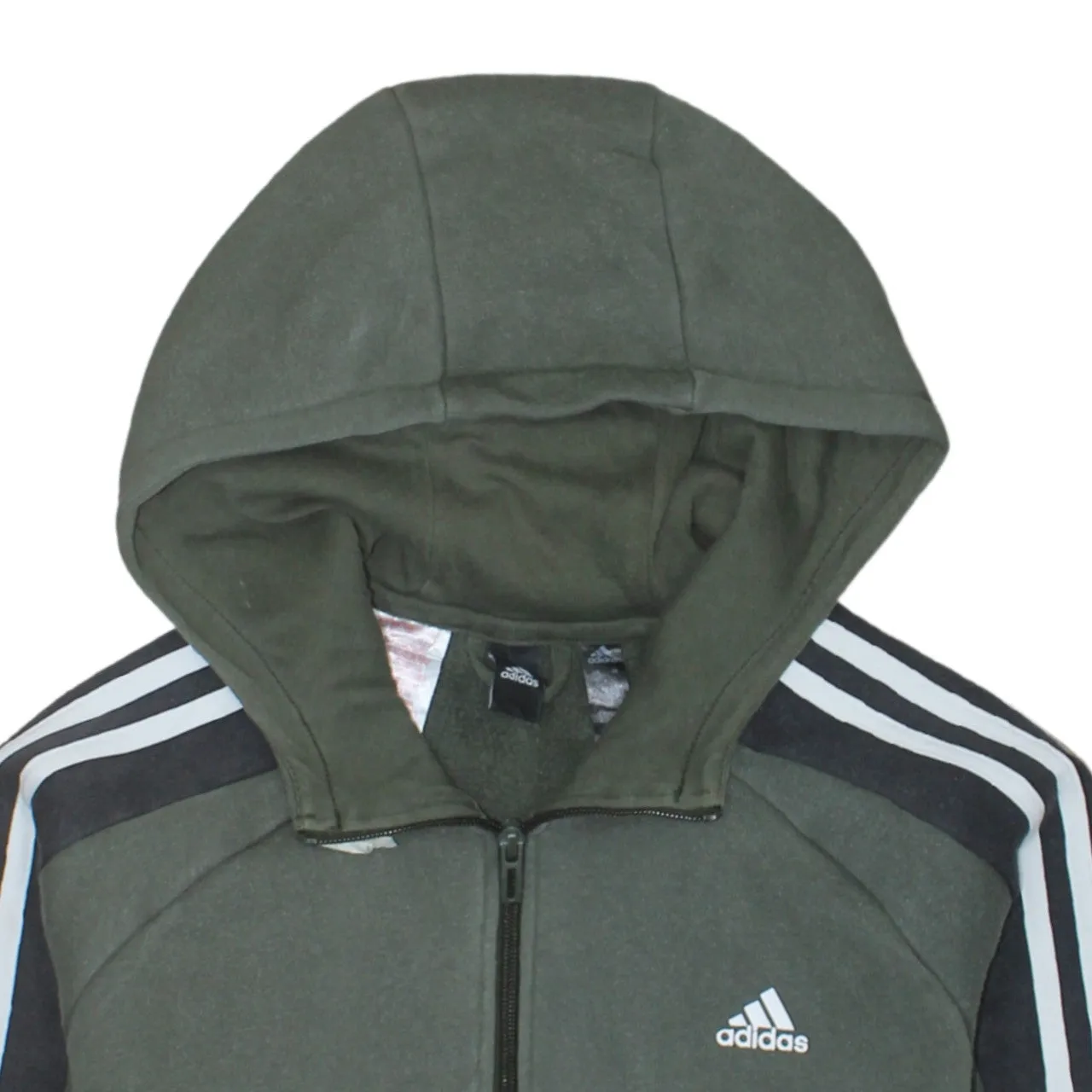 Adidas 90's Striped Sleeve Full Zip Up Hoodie Large Green sold by Vintage Club product image thumbnail 3