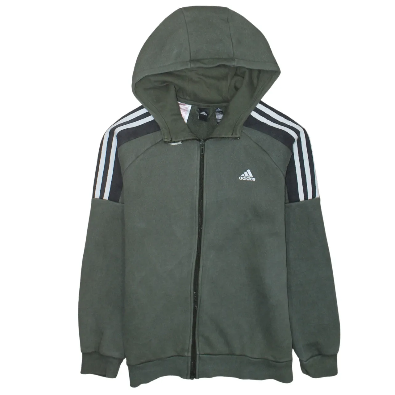 Adidas 90's Striped Sleeve Full Zip Up Hoodie Large Green sold by Vintage Club