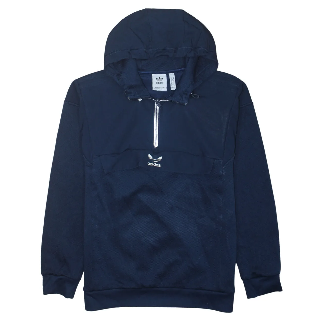 Adidas 90's Lightwash Quarter Zip Hoodie Medium Navy Blue sold by Vintage Club