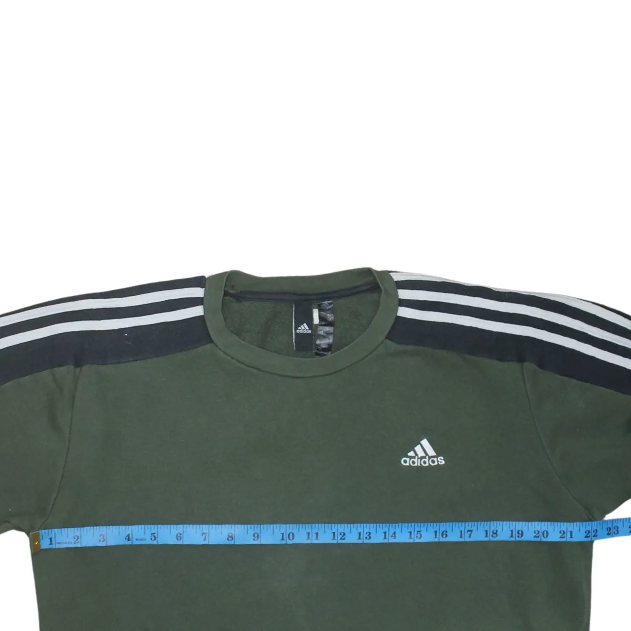 Adidas Khaki Green Sweatshirt Men's Small Three Stripe Sleeves Embroidered Logo Pullover sold by Vintage Club product image thumbnail 5