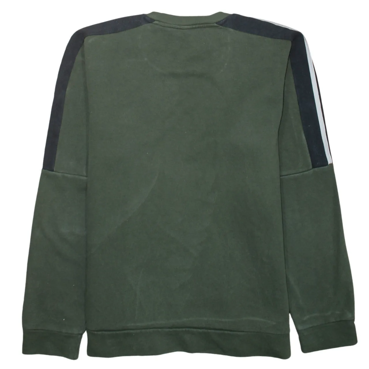 Adidas Khaki Green Sweatshirt Men's Small Three Stripe Sleeves Embroidered Logo Pullover sold by Vintage Club product image thumbnail 2