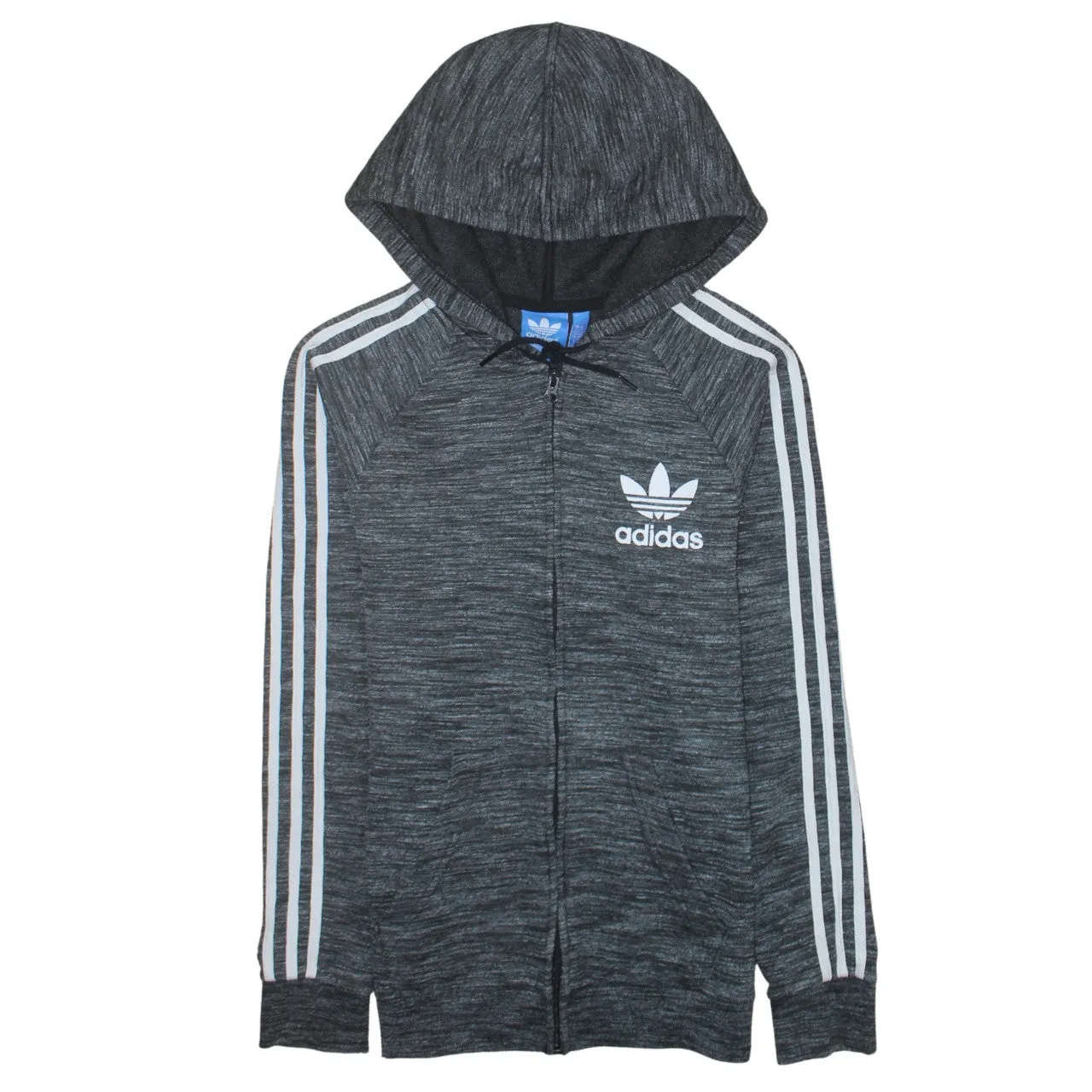 Adidas 90's Striped Sleeve Full Zip Up Hoodie Small Grey sold by Vintage Club