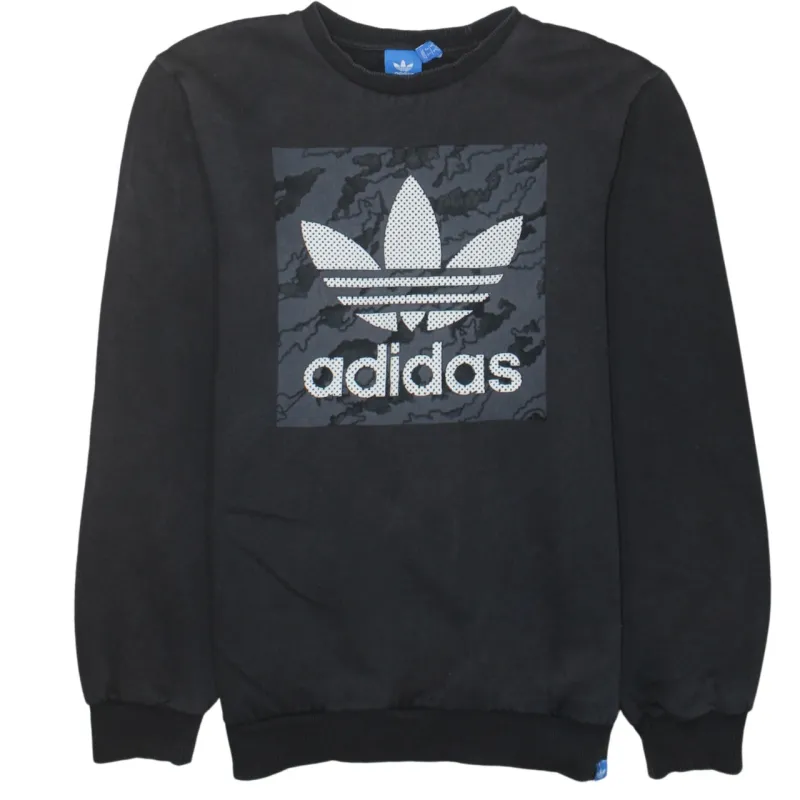 Adidas 90's Spellout Crew Neck Sweatshirt Medium Black sold by Vintage Club
