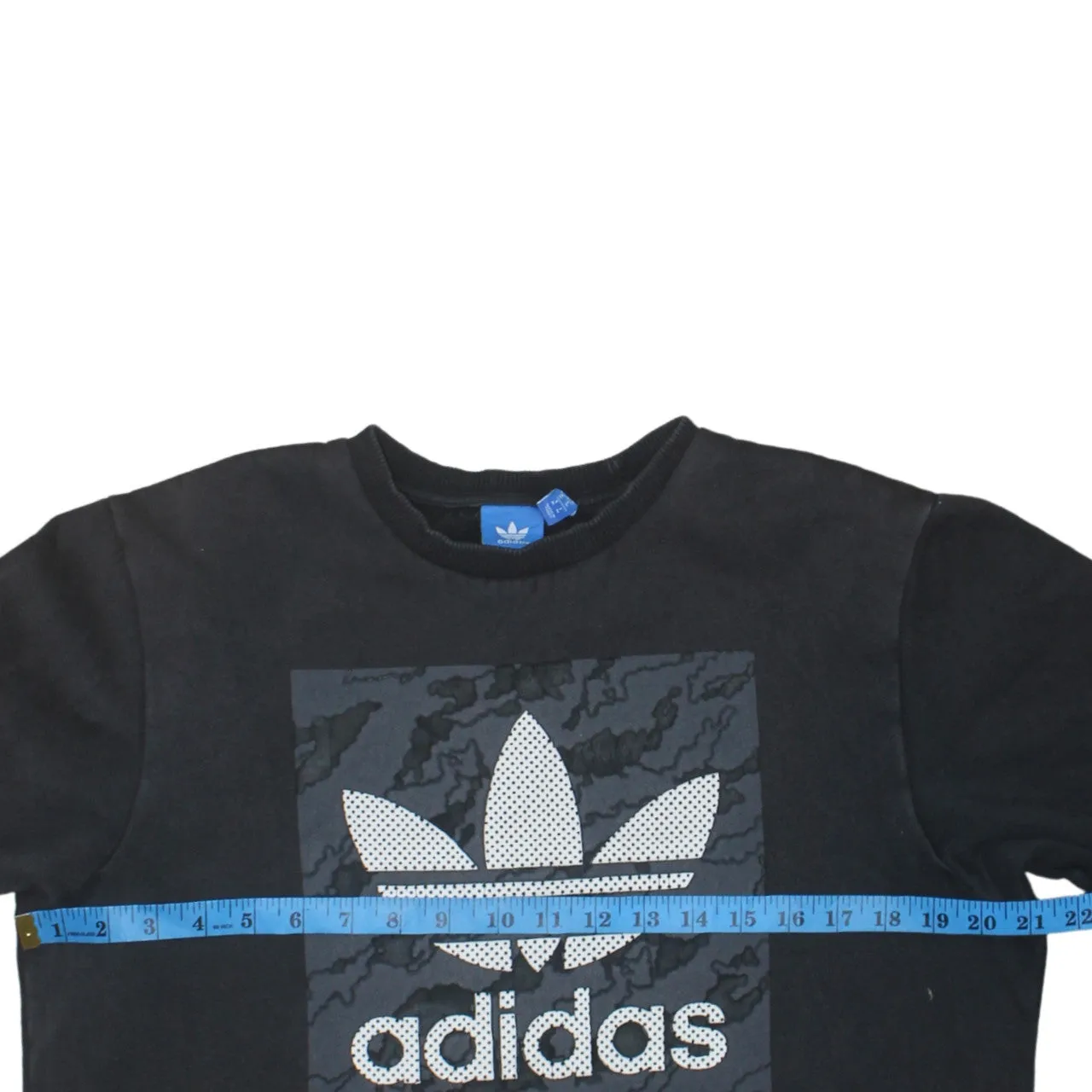 Adidas Black Sweatshirt Men's Medium Trefoil Printed Logo Crewneck Pullover Top sold by Vintage Club product image thumbnail 5