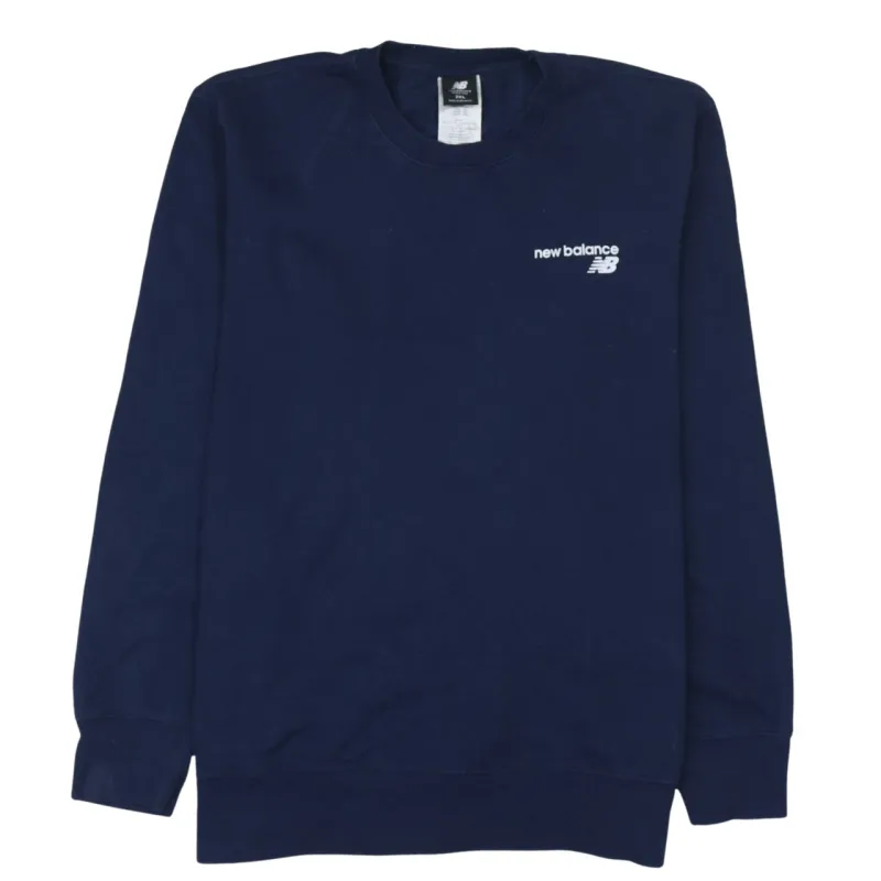 New Balance Navy Blue Sweatshirt Men's Medium Embroidered Chest Logo Crewneck Pullover Top made by New Balance