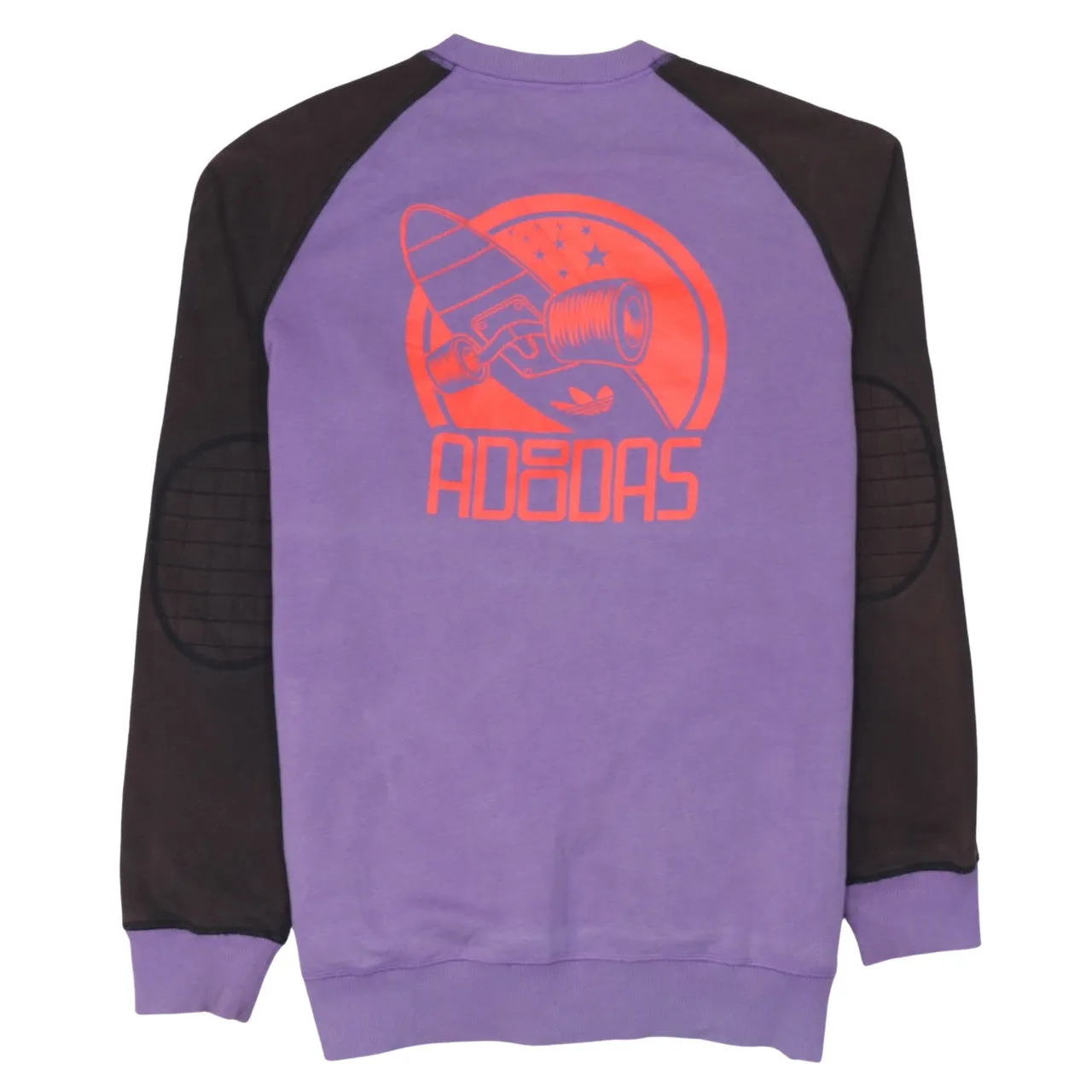 Adidas Purple Sweatshirt Men's Medium Printed Trefoil Logo Raglan Sleeves Pullover Top sold by Vintage Club product image thumbnail 2