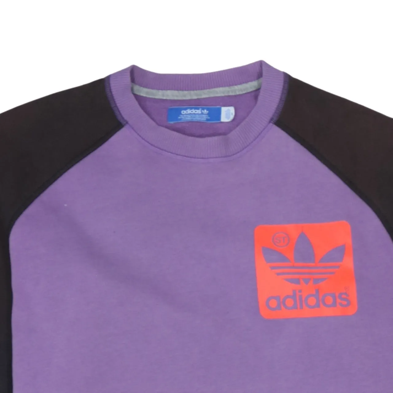 Adidas Purple Sweatshirt Men's Medium Printed Trefoil Logo Raglan Sleeves Pullover Top sold by Vintage Club product image thumbnail 3