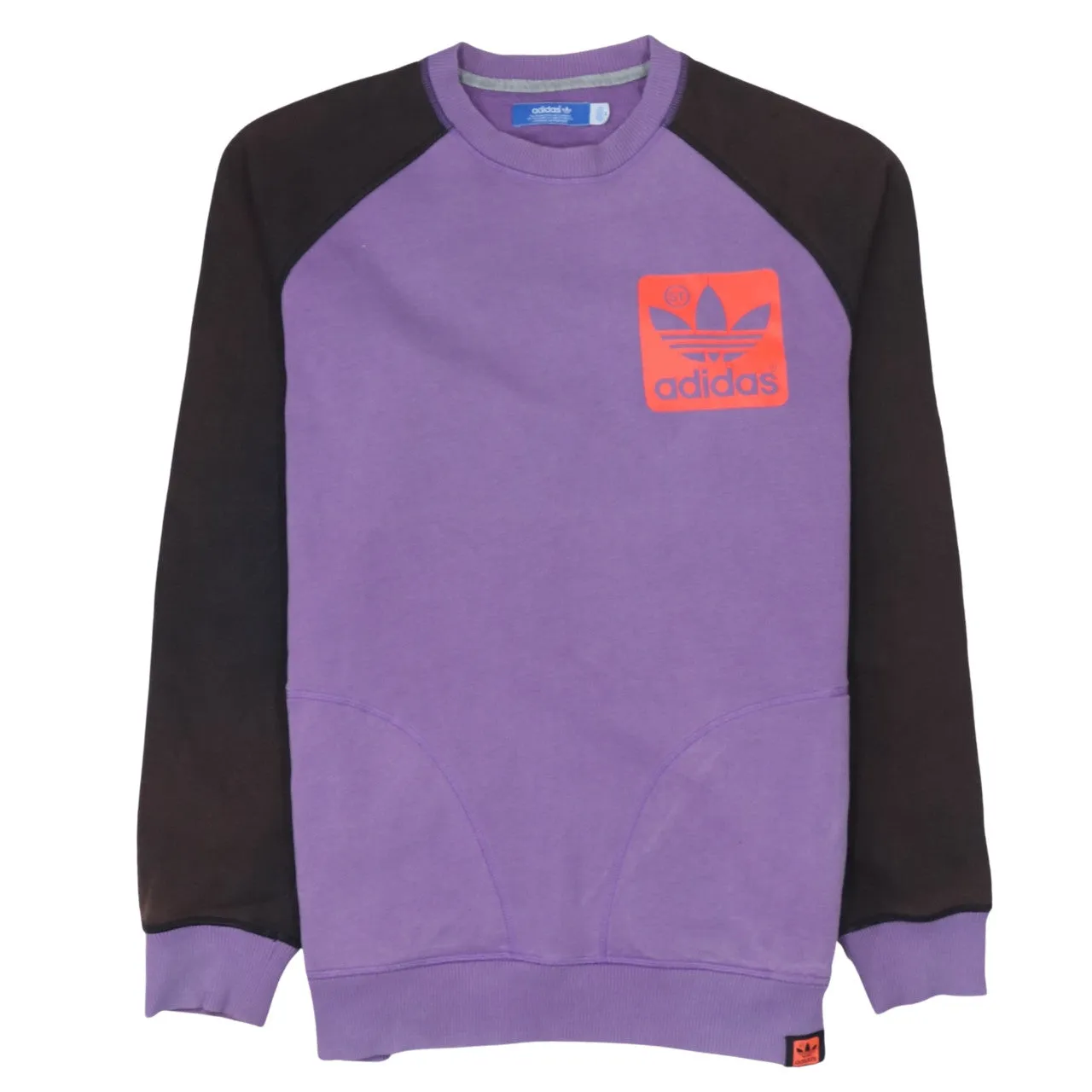 Adidas Purple Sweatshirt Men's Medium Printed Trefoil Logo Raglan Sleeves Pullover Top sold by Vintage Club