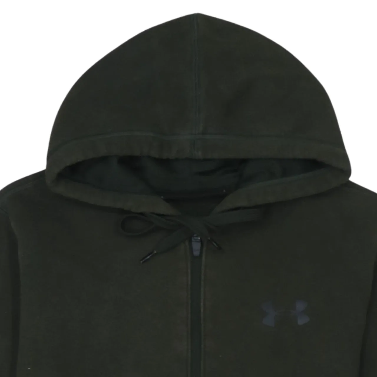 Under Armour Dark Green Hoodie Men's Medium Full Zip Embroidered Chest Logo Pockets Sweatshirt sold by Vintage Club product image thumbnail 3