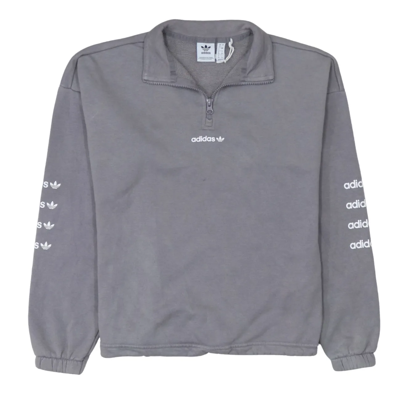 Adidas 90's Lightweight Quarter Zip Sweatshirt Small Grey sold by Vintage Club