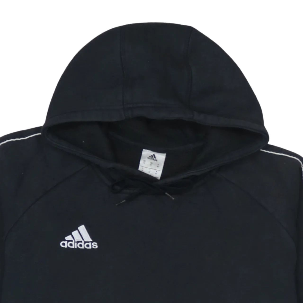 Adidas Black Hoodie Women’s Medium Embroidered Logo Contrast Piping Front Pocket Sweatshirt sold by Vintage Club product image thumbnail 3
