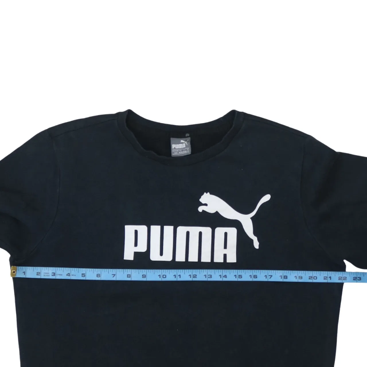 Puma Black Sweatshirt Men's Medium Printed Logo Crewneck Pullover Fleece Top sold by Vintage Club product image thumbnail 5