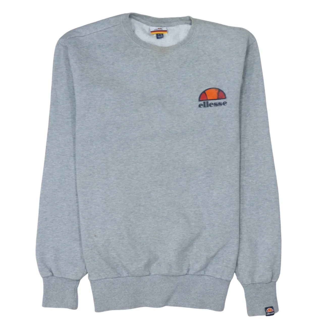 Ellesse Light Grey Sweatshirt Men's Small Embroidered Chest Logo Ribbed Crewneck Pullover Jumper sold by Vintage Club