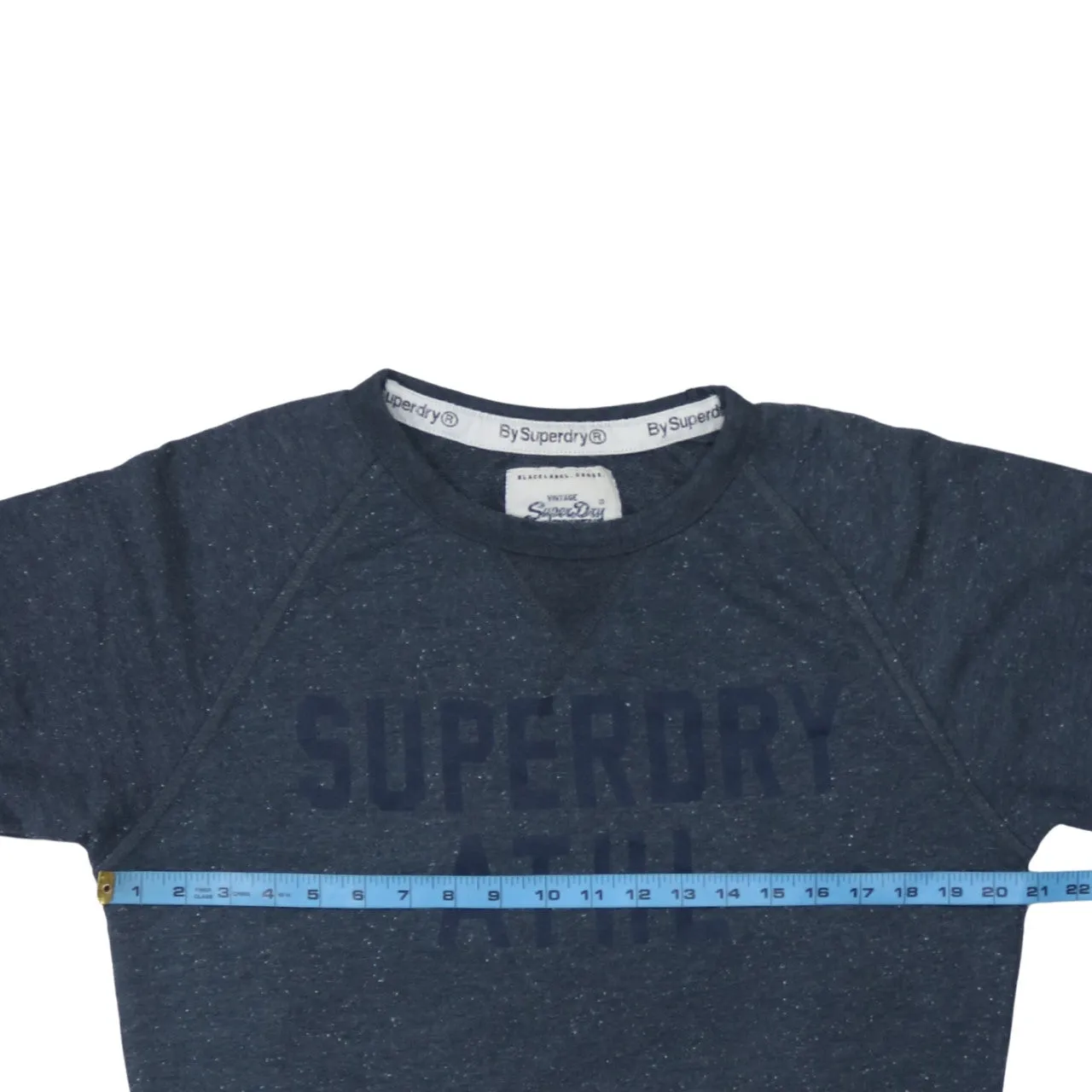 Superdry Navy Speckle Sweatshirt Women's Large Printed Superdry ATHL Logo Crewneck Pullover sold by Vintage Club product image thumbnail 5