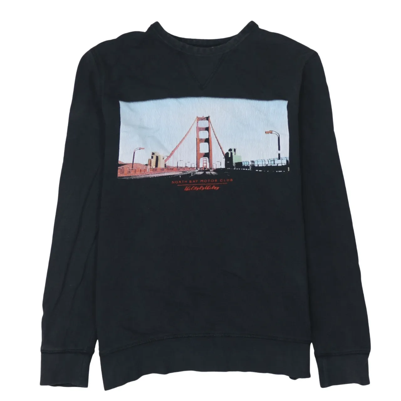 H&M Black Sweatshirt Men's Medium Golden Gate Bridge Printed Graphic Crewneck Pullover Top sold by Vintage Club