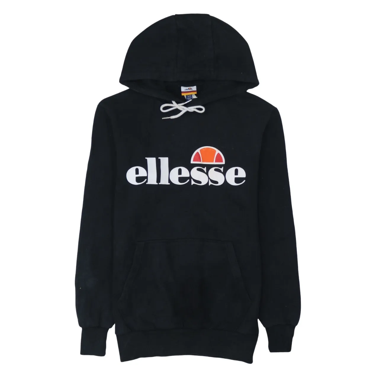 Ellesse Black Hoodie Women’s Small Printed Logo Front Pocket Pullover Sweatshirt sold by Vintage Club