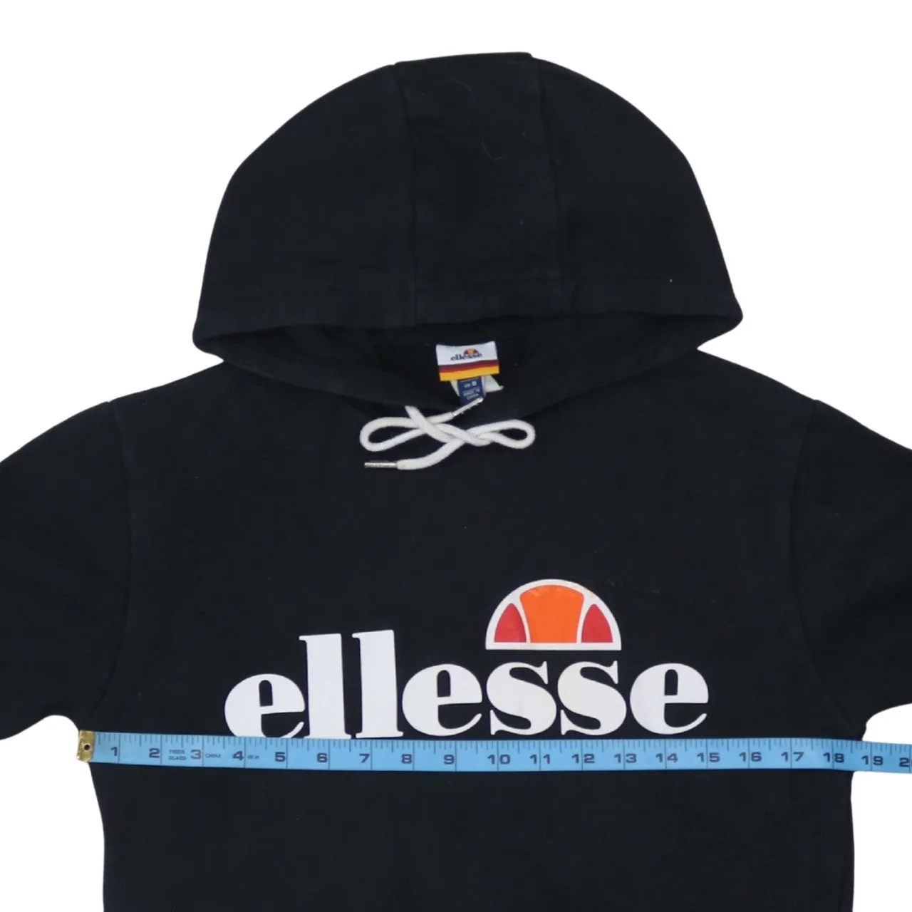 Ellesse Black Hoodie Women’s Small Printed Logo Front Pocket Pullover Sweatshirt sold by Vintage Club product image thumbnail 5