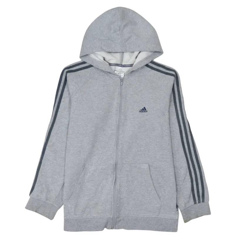 Adidas 90's Striped Sleeve Full Zip Up Hoodie Medium Grey sold by Vintage Club
