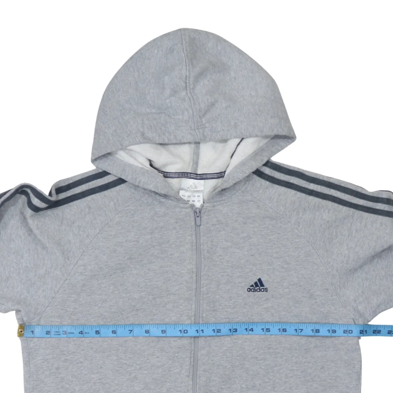 Adidas 90's Striped Sleeve Full Zip Up Hoodie Medium Grey sold by Vintage Club product image thumbnail 5