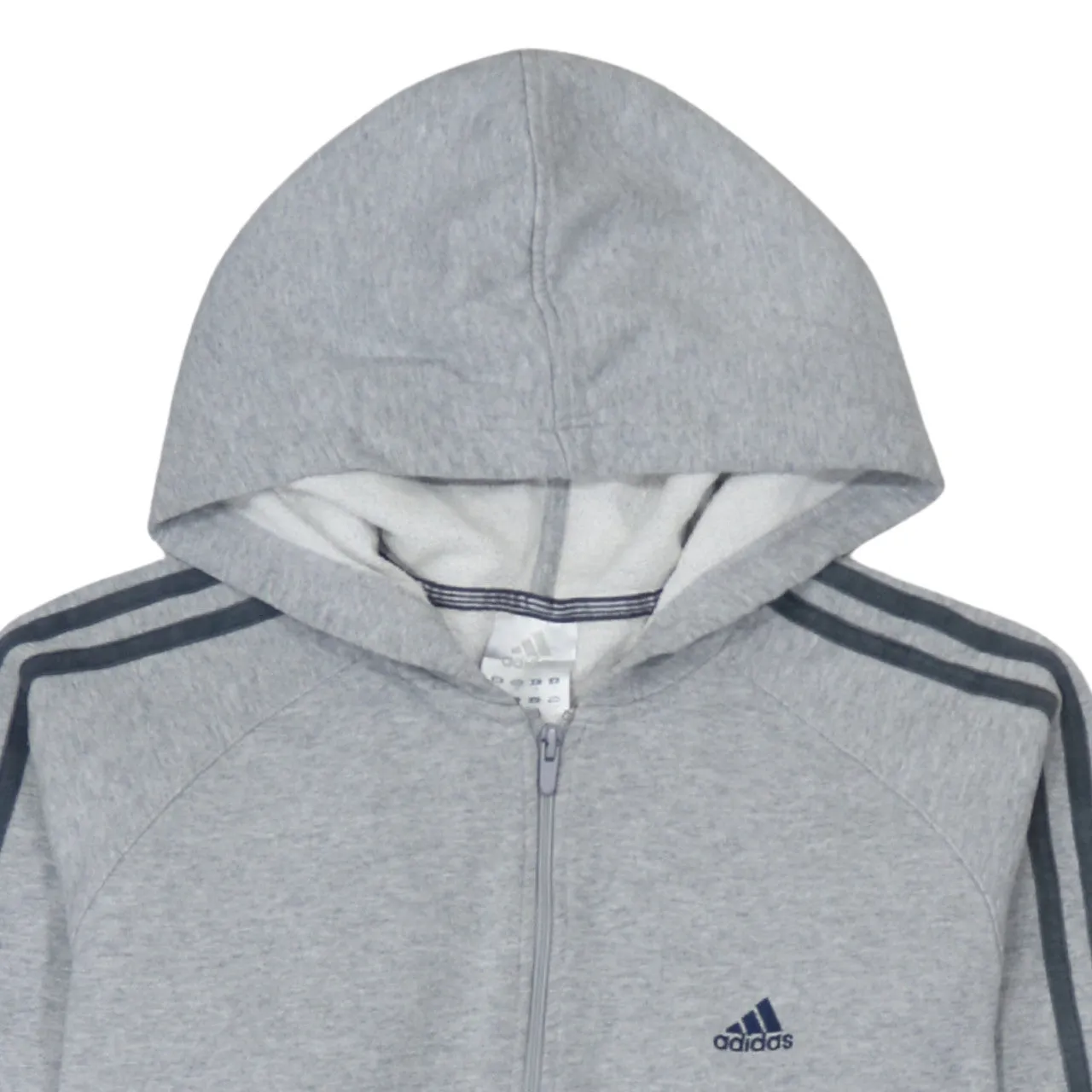 Adidas 90's Striped Sleeve Full Zip Up Hoodie Medium Grey sold by Vintage Club product image thumbnail 3