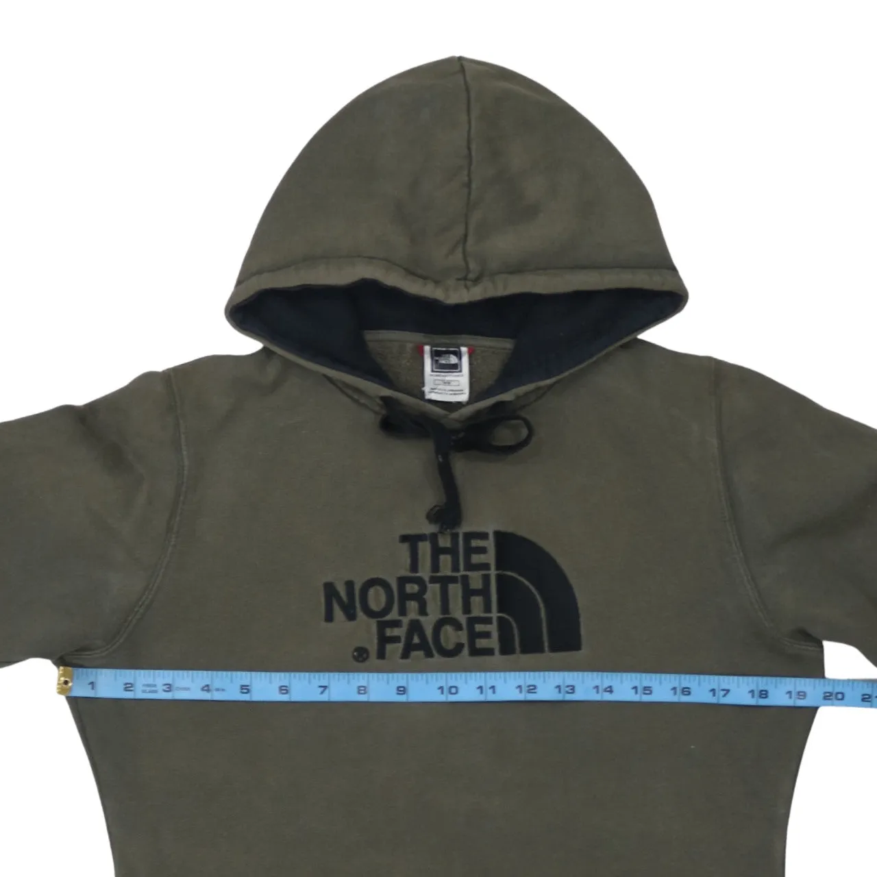The North Face 90's Spellout Pullover Hoodie Medium Khaki Green sold by Vintage Club product image thumbnail 5