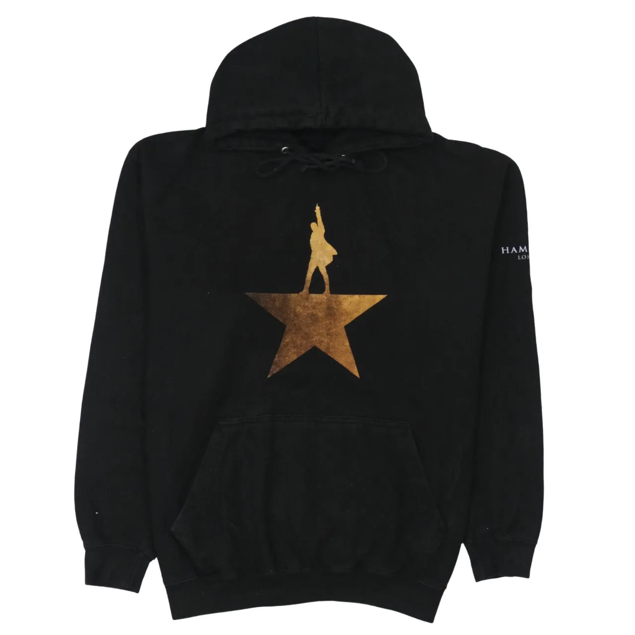 Retro 90's Drawstring Pockets Pullover Hoodie Large Black sold by Vintage Club