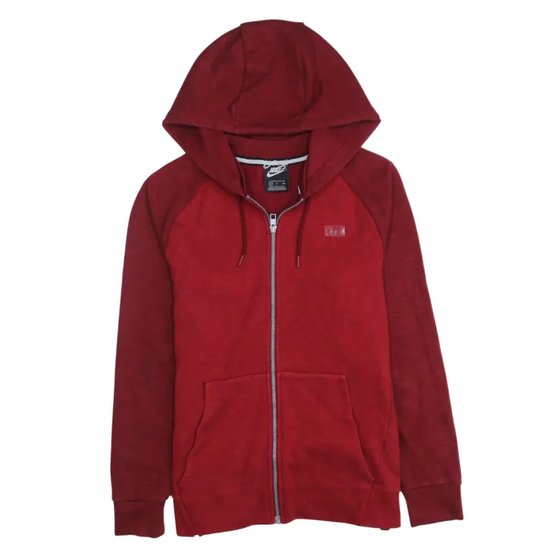 Nike 90's Drawstring Pockets Full Zip Up Hoodie Small Red made by Nike