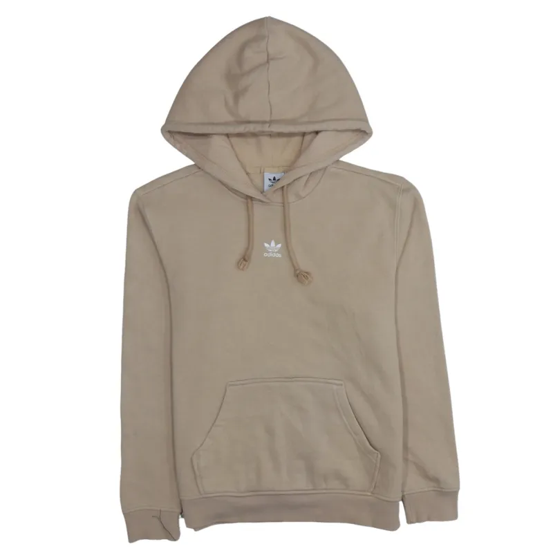Adidas Beige Cream Hoodie Women's XSmall Embroidered Trefoil Logo Front Pocket Pullover Sweatshirt sold by Vintage Club