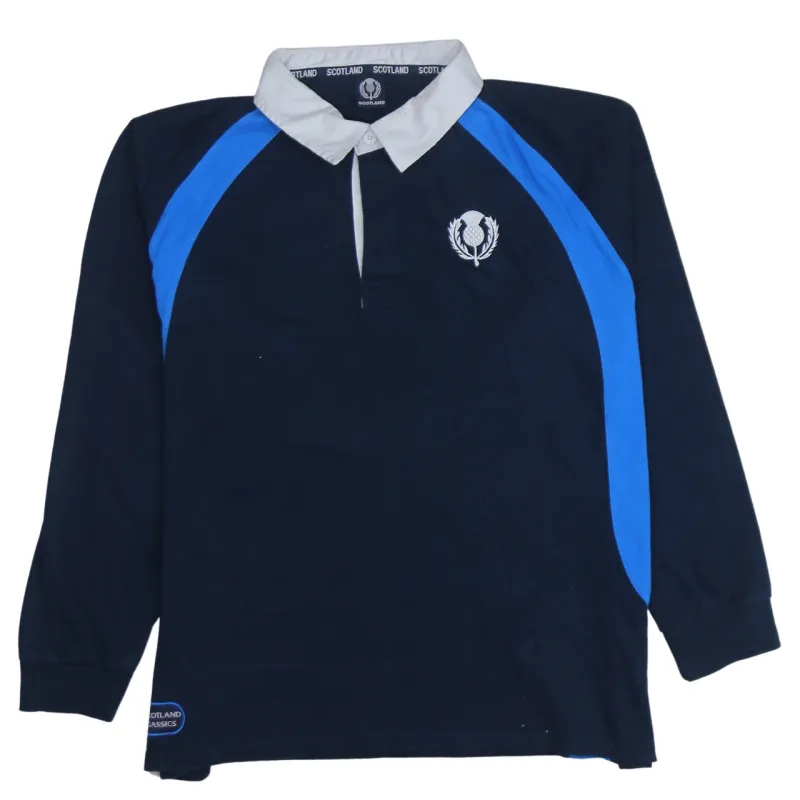 Retro 90's Long Sleeve Quarter Button Polo Shirt XXLarge (2XL) Navy Blue sold by Vintage Club