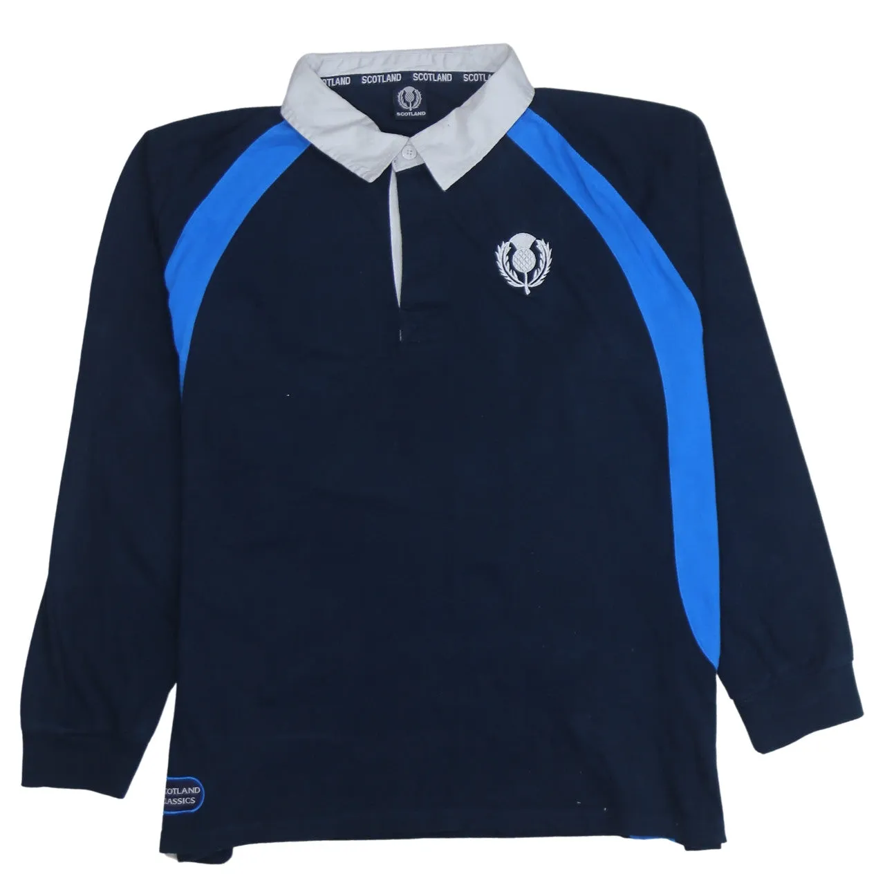 Retro 90's Long Sleeve Quarter Button Polo Shirt XXLarge (2XL) Navy Blue sold by Vintage Club