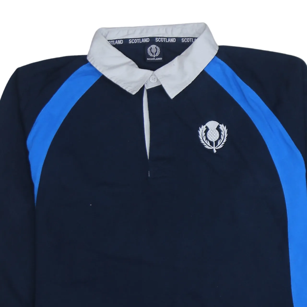 Retro 90's Long Sleeve Quarter Button Polo Shirt XXLarge (2XL) Navy Blue sold by Vintage Club product image thumbnail 3
