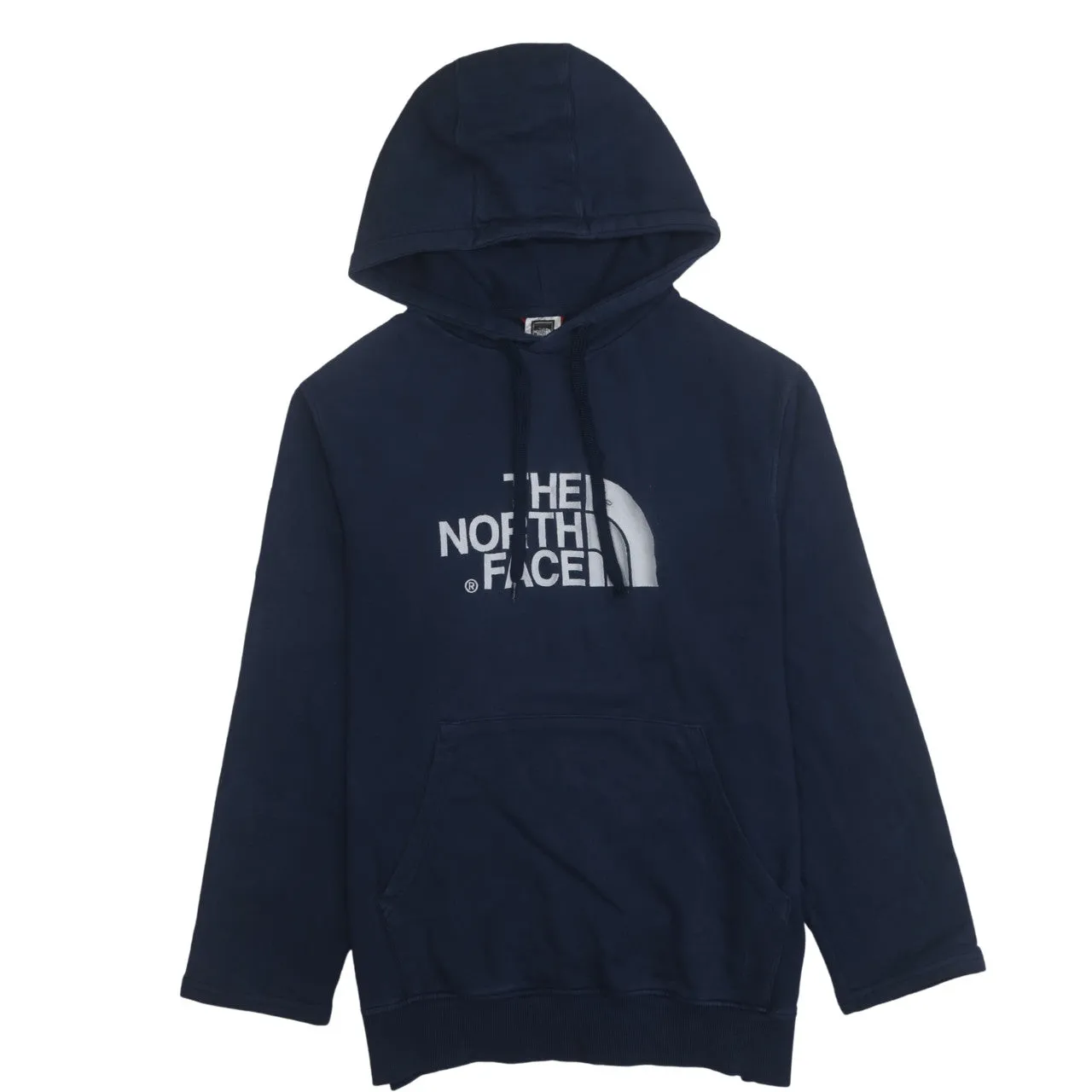 The North Face 90's Spellout Pullover Hoodie Medium Navy Blue sold by Vintage Club