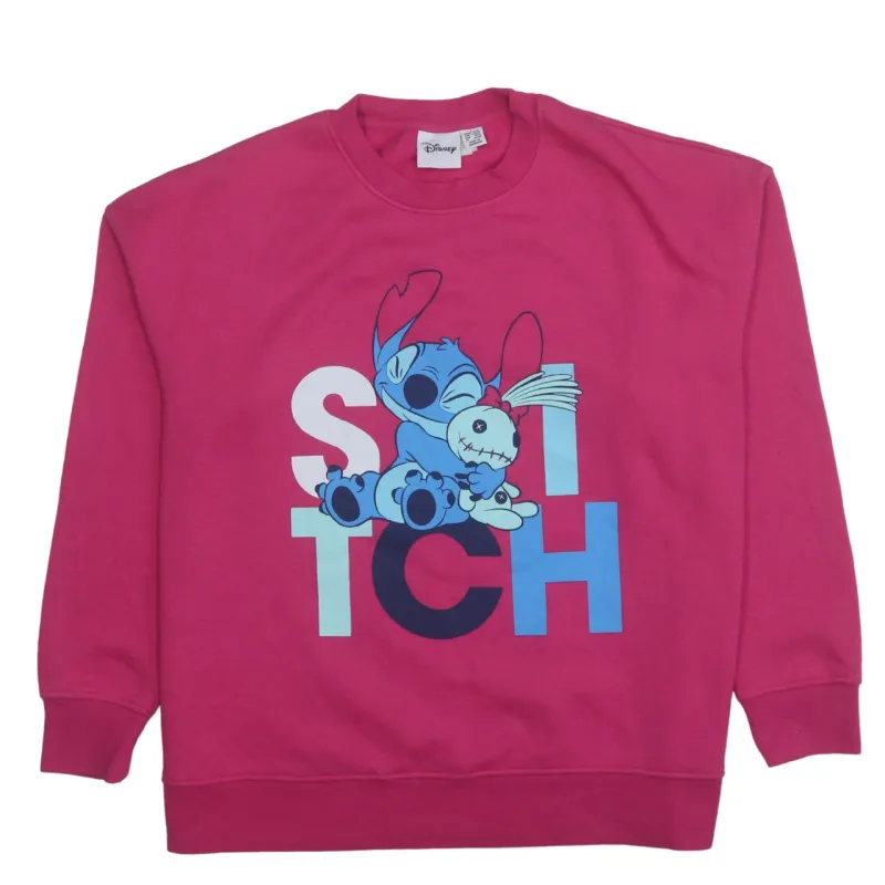 Disney 90's Stitch Crew Neck Sweatshirt Large Pink made by Disney
