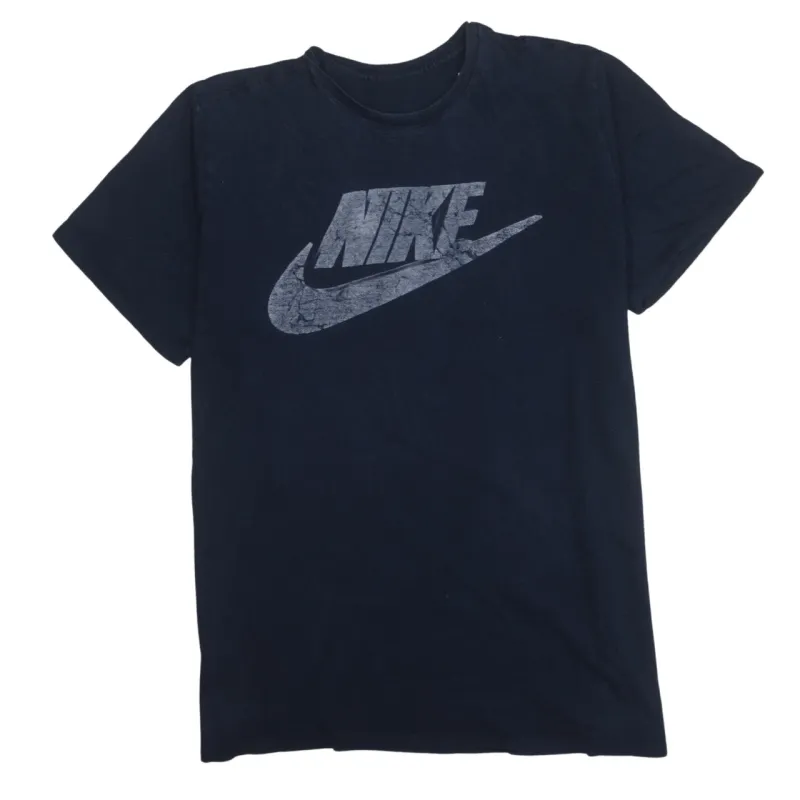 Nike Navy Blue T Shirt Men's Large Cracked Printed Swoosh Logo Casual Tee Top sold by Vintage Club