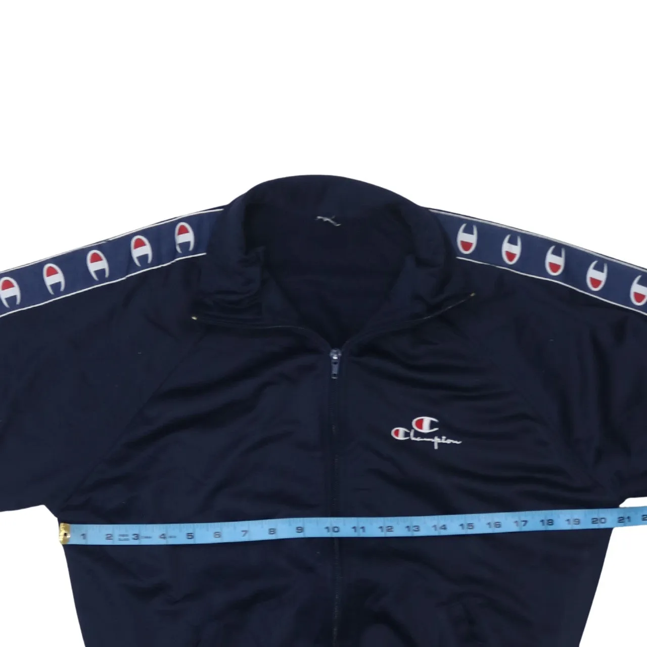 Champion Navy Blue Track Jacket Men’s Small Embroidered Logo Tape Sleeves Zip Top sold by Vintage Club product image thumbnail 5